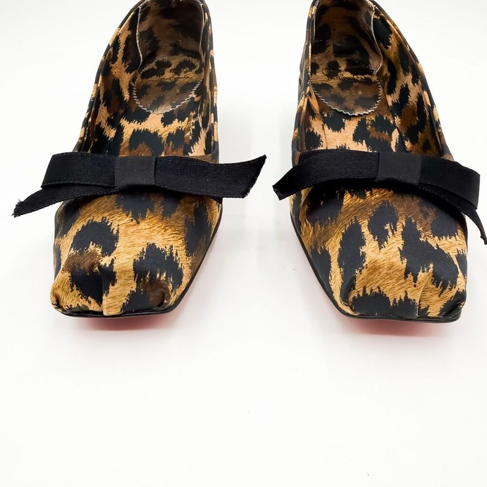 Christian Louboutin Mamaflirt 30 Satin Leopard Bow Ballet Flats EU 37.5 US 7.5 - Picture 5 of 12